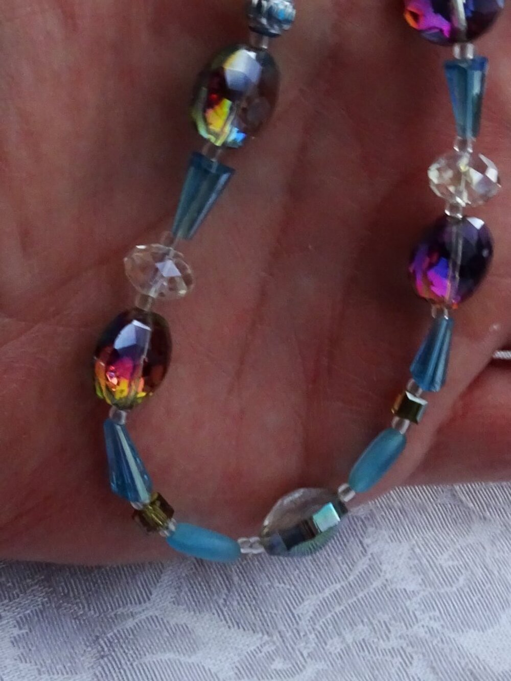 Multi-colored Crystal Necklace 20" Stunning